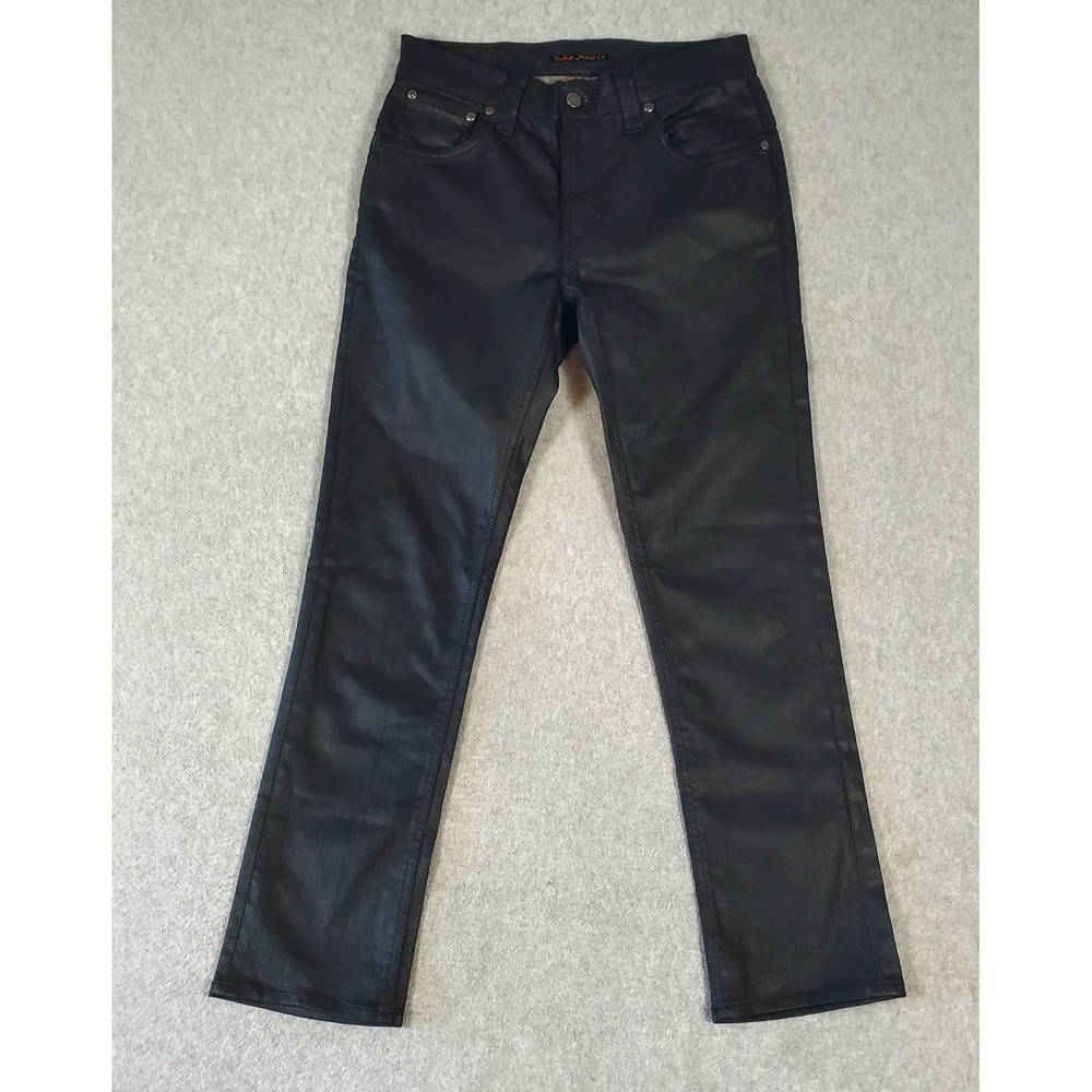 Nudie Jeans Thin Finn Back 2 Black Coated Slim Fit Jeans Mens 30x28 (Tag 30x34)
